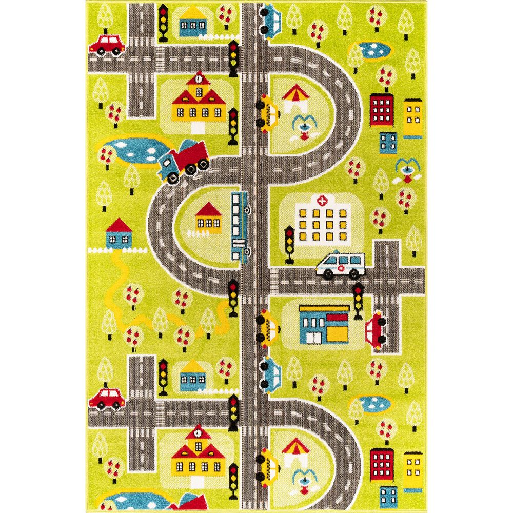 Šareni Tepih Trafik - Zeleno Sivi Žuti Crveni Plavi (120 x 170 cm) slika 5