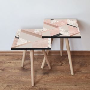 Nesting stolovi 2Shp453 - (2 komada) - boje: ružičasta, mink, bež, bijela