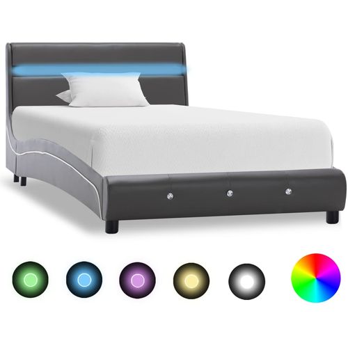 Okvir za krevet s LED svjetlom od umjetne kože sivi 90 x 200 cm slika 35