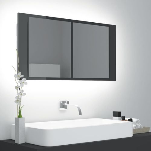 LED kupaonski ormarić s ogledalom sjajni sivi 90 x 12 x 45 cm slika 10