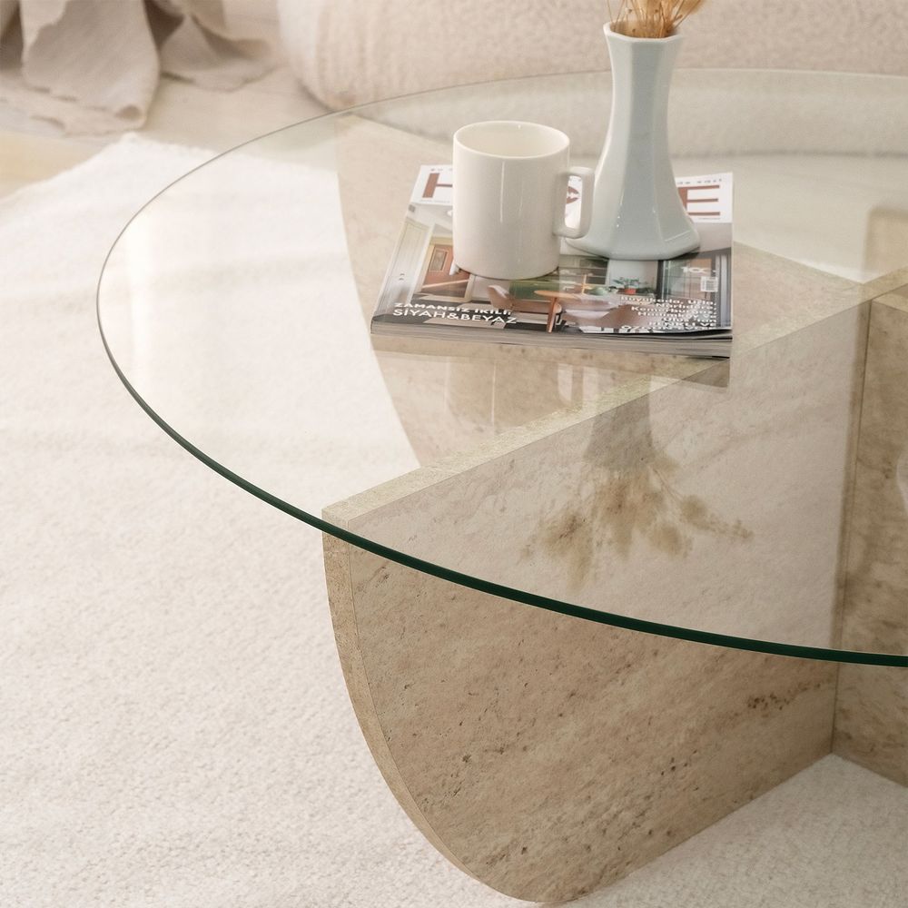 Lily Travertine Kafa Sto slika 4