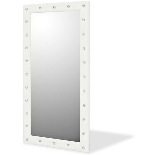 Zidno Ogledalo s Umjetnom Kožom 60x120 cm Sjajno Bijelo slika 18