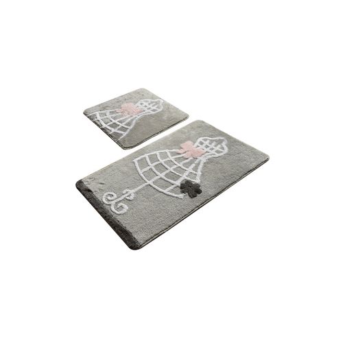 Elbise - Grey Multicolor Acrylic Bathmat Set (2 Pieces) slika 2