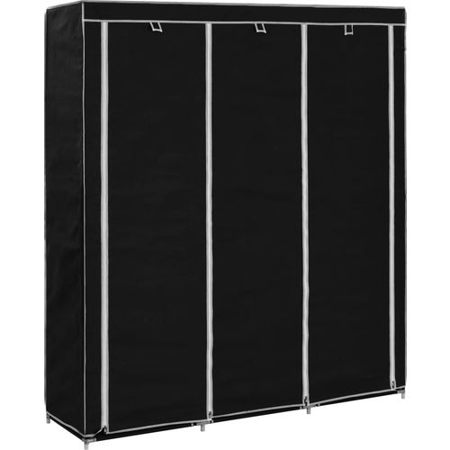 282453 Wardrobe with Compartments and Rods Black 150x45x175 cm Fabric slika 30