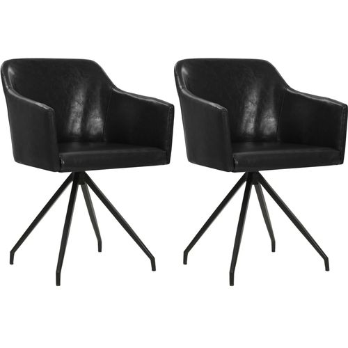 Blagovaonske stolice od umjetne kože 2 kom okretne crne slika 1
