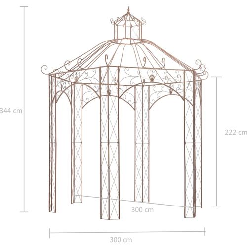 Vrtni paviljon antikni smeđi 3 m željezni slika 6