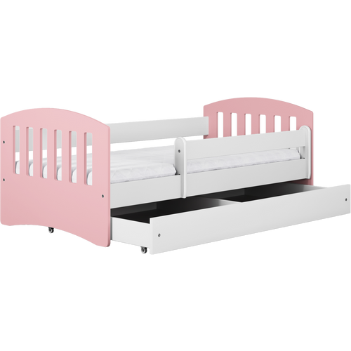 Drveni dječji krevet Classic s ladicom - svijetlo rozi - 180*80cm slika 5
