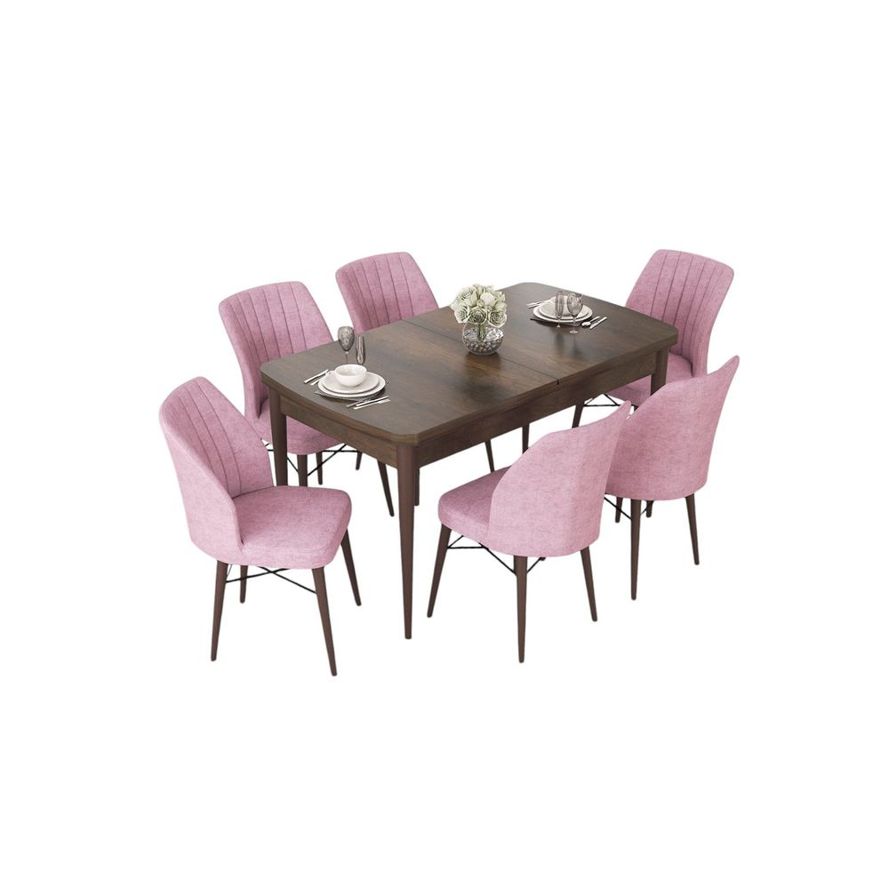 Proširivi set trpezarijskog stola i stolica (7 komada) Nef boje: Baroque, Pink slika 2