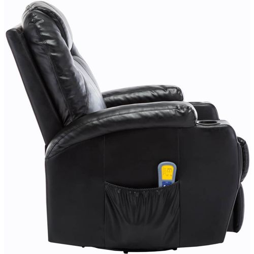 Električna ljuljajuća fotelja za masažu od umjetne kože crni slika 4