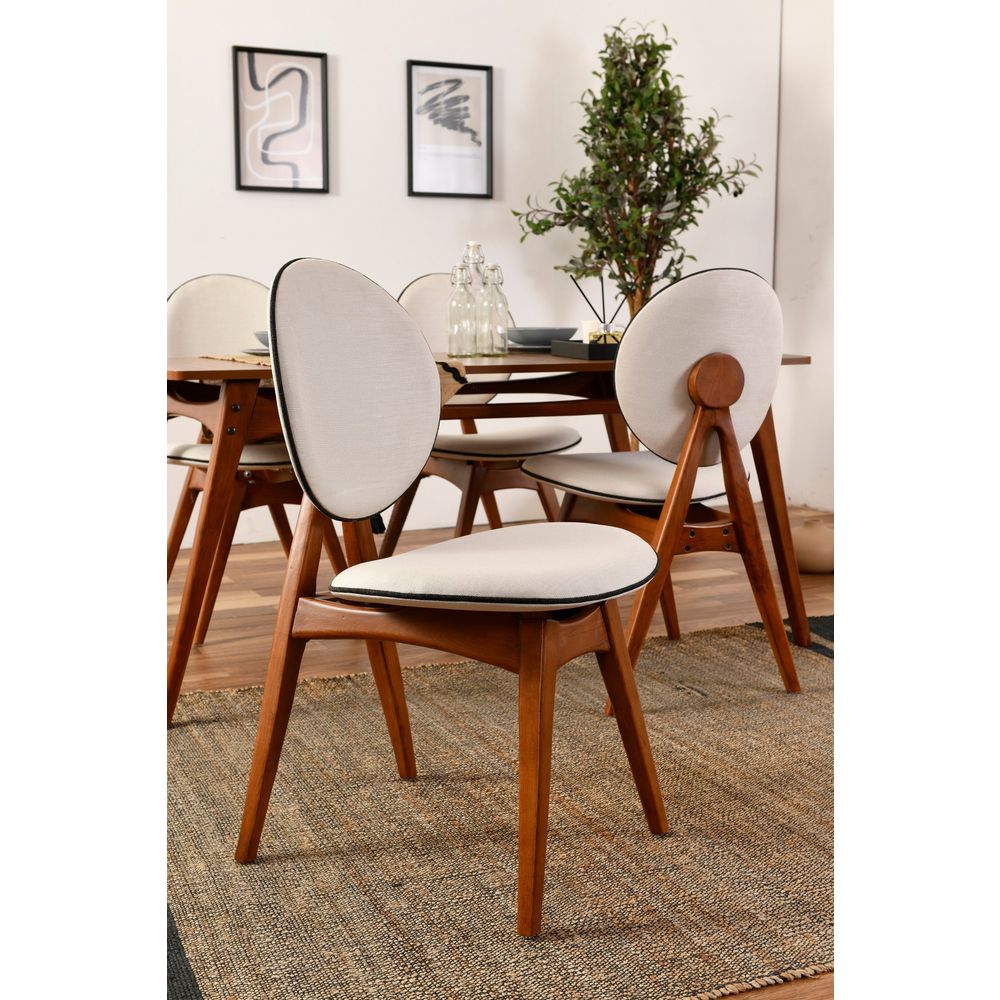 Touch Wooden - Set stola i stolica od orahovog drveta 'Cream Walnut' (5 komada) slika 3