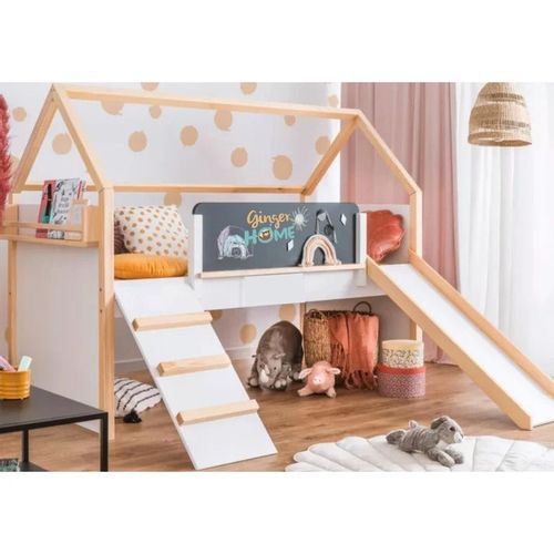 Kinder Home Montessori Dvospratna Kućica Za Dečiji Krevet Sa Toboganom,  90x200Cm slika 1