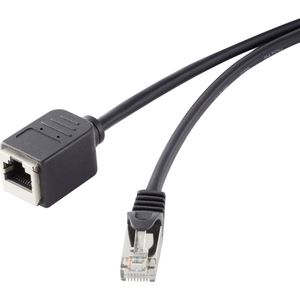 Renkforce  RF-4394130  RJ45  mrežni kabel, Patch kabel  cat 5e  F/UTP  3.00 m  crna  produžetak  sa zaštitom za nosić, pozlaćeni kontakti  1 St.