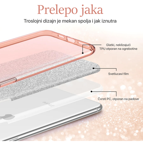 Maska Crystal Dust za Samsung A145R/A146B Galaxy A14 4G/5G roze slika 1