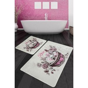 Rose Basket Djt Multicolor Bathmat Set (2 Pieces)