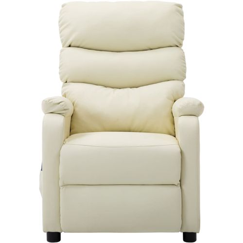 Električna masažna fotelja od umjetne kože krem slika 2