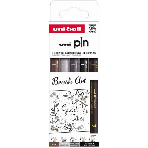 Marker Uni pin set crni EFB/BR, svijetlo sivi BR, tamno sivi BR, sepia BR Brush Art 5/1 slika 1