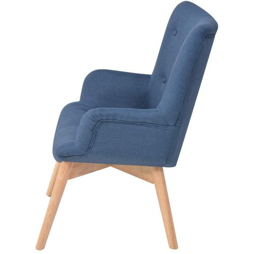 Fotelja s osloncem za noge od tkanine plava slika 9