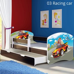 Dječji krevet ACMA s motivom, bočna wenge + ladica 160x80 cm 03-racing-car