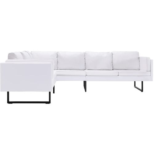 Kutna sofa od umjetne kože bijela slika 39