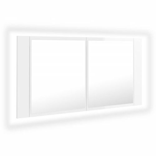 LED kupaonski ormarić s ogledalom sjajni bijeli 90x12x45 cm slika 11