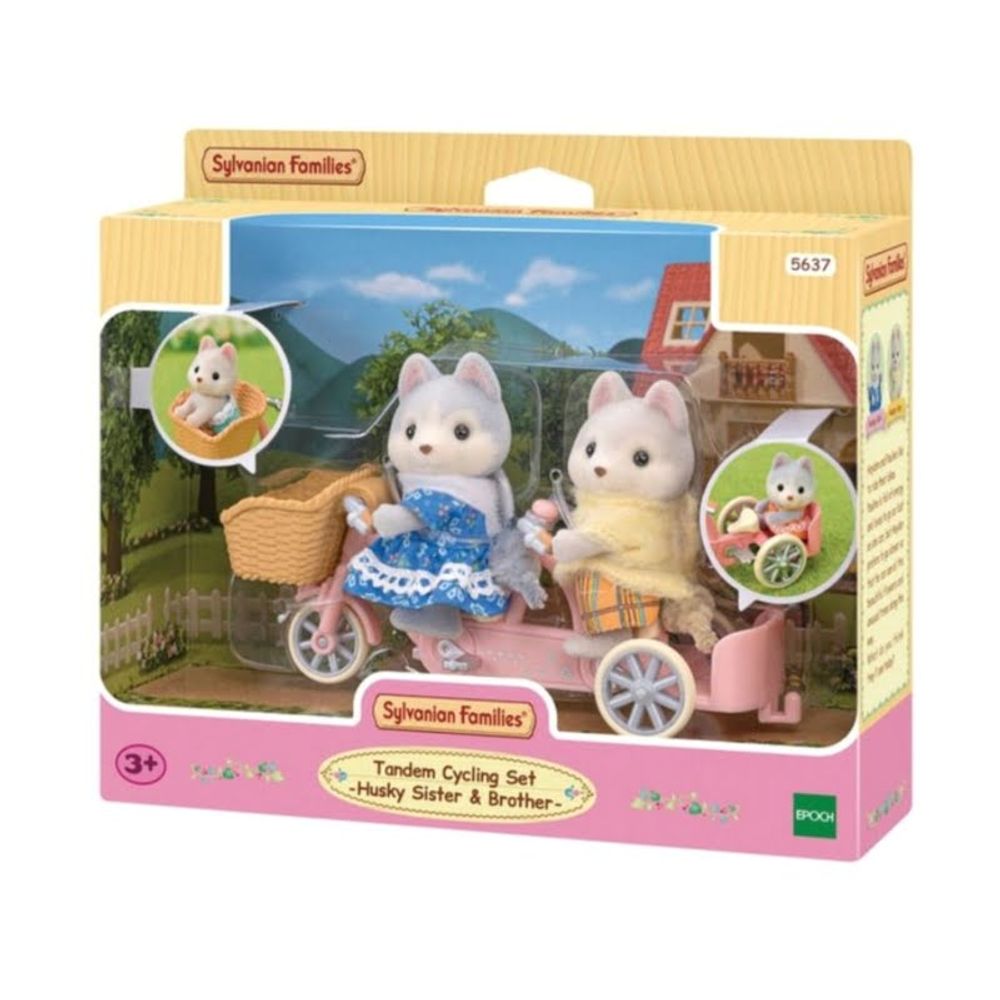 Ec5637 Sylvanian Tandem Cycling Set Husky Sister & Brother slika 1