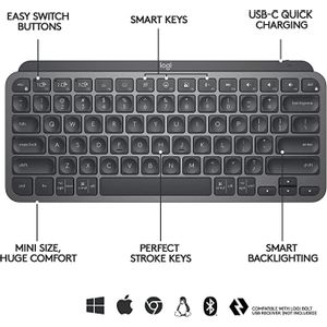 Logitech MX Keys Mini Bežična Tipkovnica - Grafitna