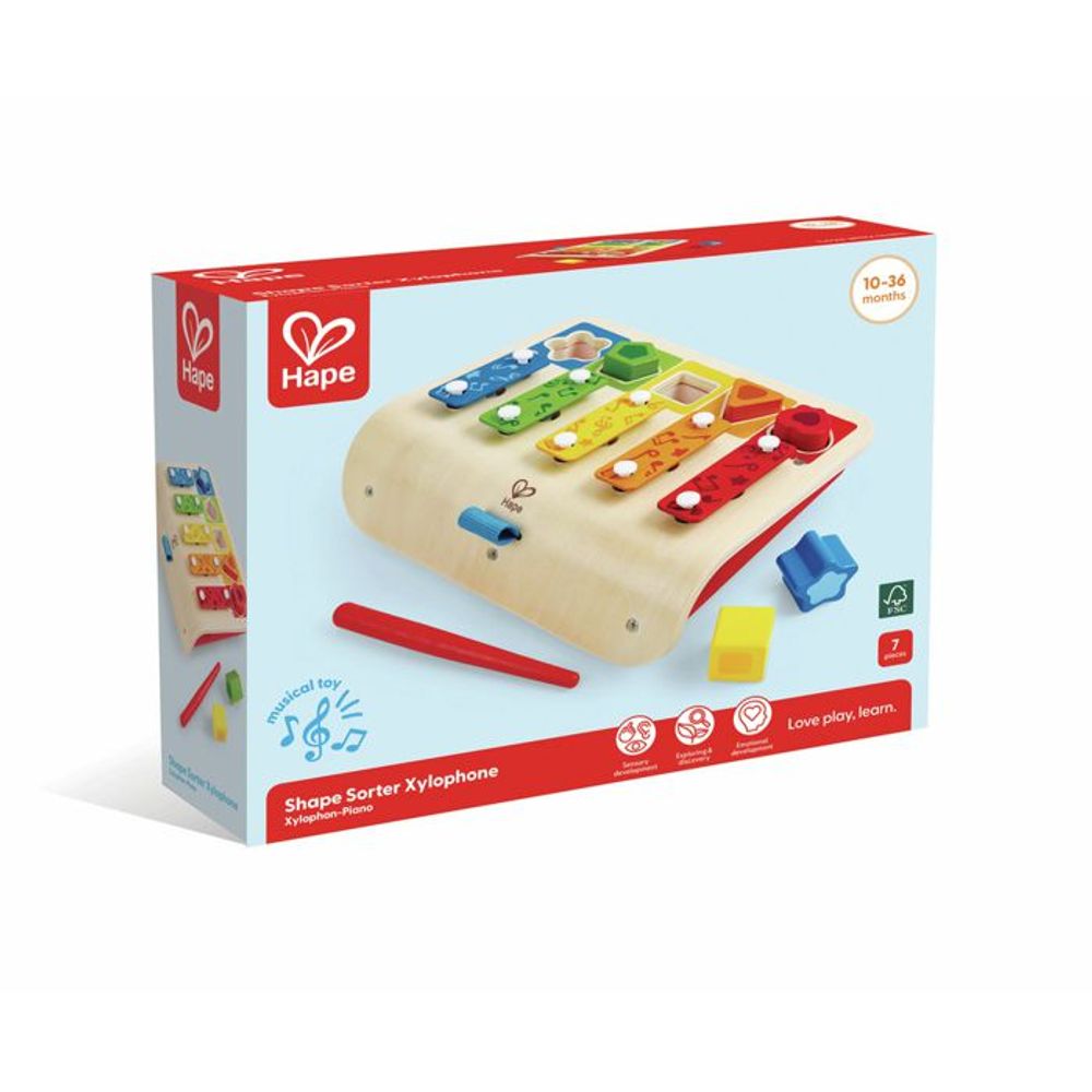 Hape Edukativni drveni ksilofon sa sorterom oblika slika 3
