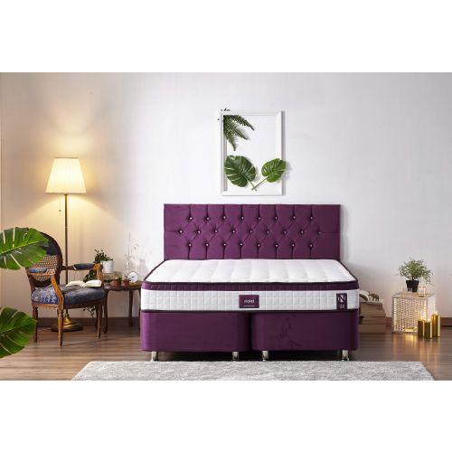 Woody Fashion Madrac, Bijela boja Ljubičasta, Violet 150x200 cm Double Size Middle Firm Mattress slika 2