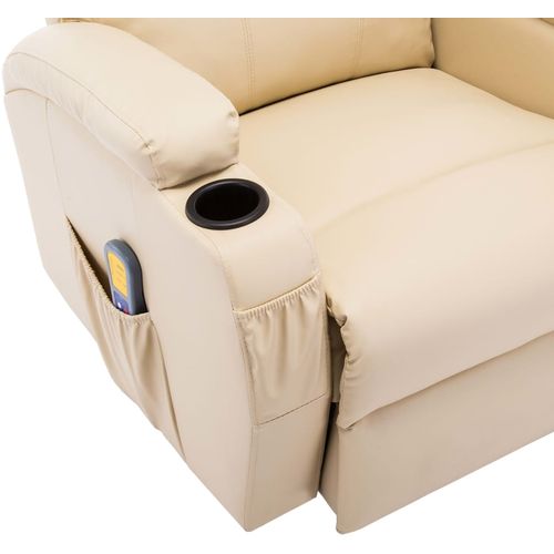 Električna ljuljajuća fotelja za masažu od umjetne kože krem slika 53
