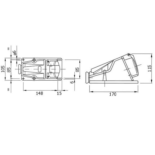 Gewiss IEC309HP, Utičnica nadg. 90°,3P+N+E 32A 380-415V, IP44 slika 2