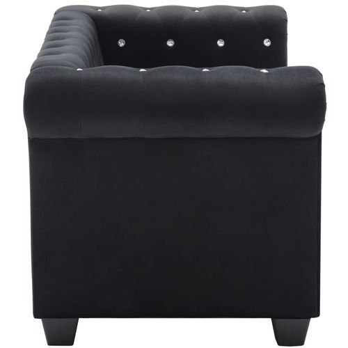 Chesterfield sofa za dvoje s baršunastom presvlakom 146 x 75 x 72 cm crna slika 4