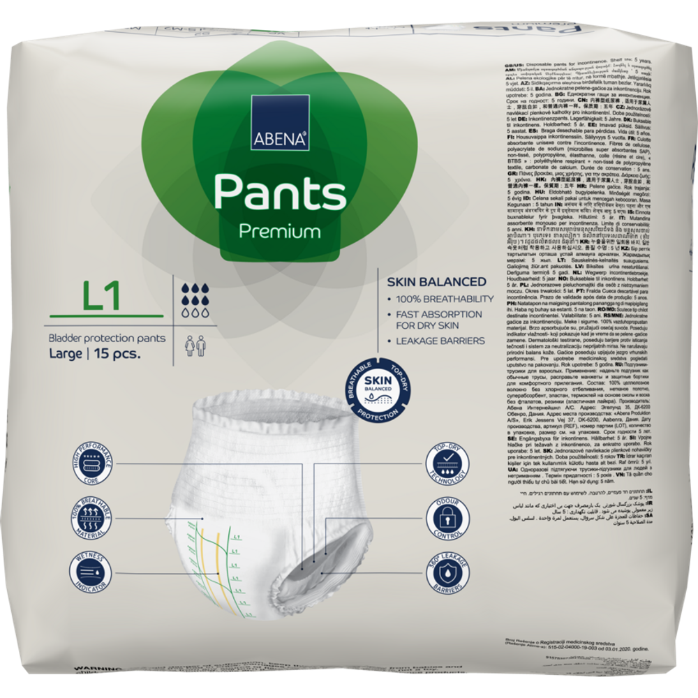 Abena Pants Premium pelene-gaćice za inkontinenciju L1  15kom  100-140 cm slika 2