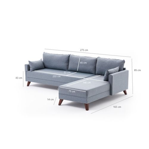 Atelier Del Sofa Kutna garnitura, Plava, Bella Soft Köşe Koltuk Left - Blue slika 10