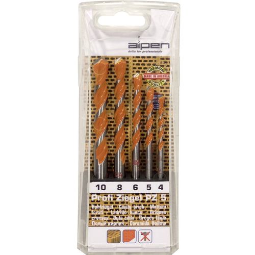 Set svrdla za ciglu 5-dijelni 4 mm, 5 mm, 6 mm, 8 mm, 10 mm Alpen 200705100 cilindrični prihvat 1 set slika 1