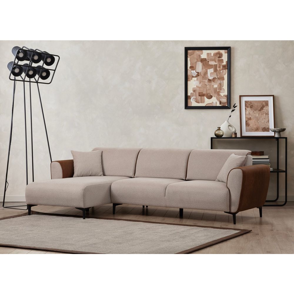Ugaona Sofa na Razvlačenje Aren Left - Bež Cimet slika 1