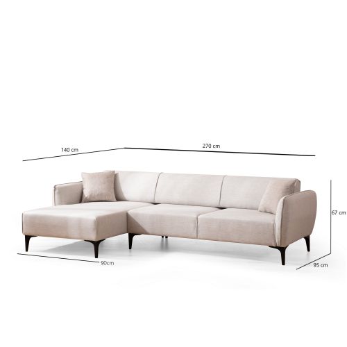 Atelier Del Sofa Kutna garnitura, Bijela, Belissimo Left - Off White slika 8