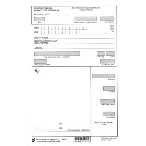 III-1-74/A RECEPT; Blok 100 listova, 13,5 x 20,6 cm slika 1