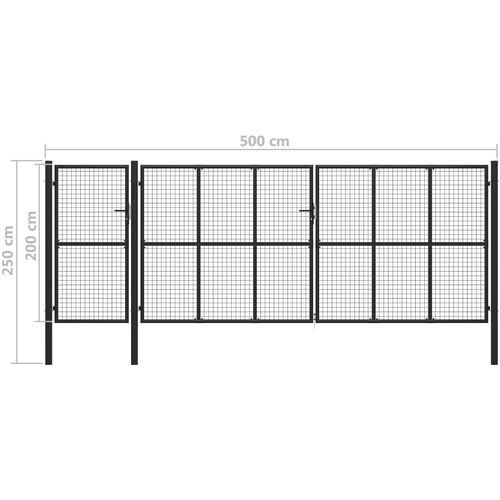 Vrtna vrata čelična 500 x 200 cm antracit slika 5