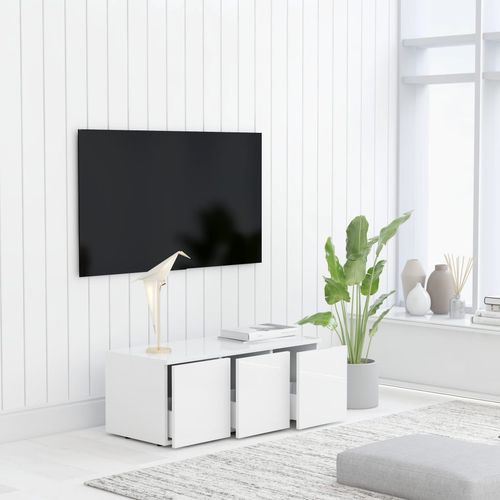 TV ormarić visoki sjaj bijeli 80 x 34 x 30 cm od iverice slika 14