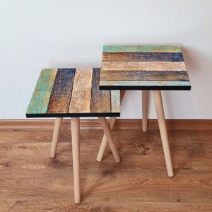 Nesting stolovi 2Shp115 - (2 komada) - boje: zelena, mornarsko plava, smeđa, bež