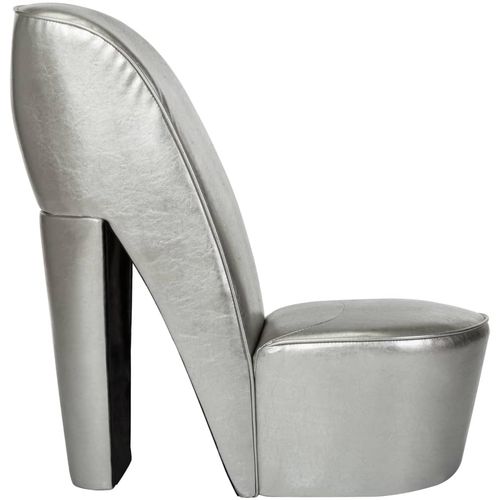 Stolica u obliku visoke pete od umjetne kože srebrna slika 11