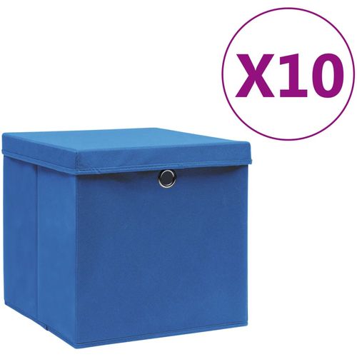 Kutije za pohranu s poklopcima 10 kom 28 x 28 x 28 cm plave slika 22