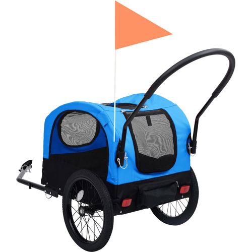 2-u-1 prikolica za bicikl i kolica za kućne ljubimce plavo-crna slika 5