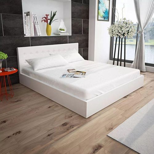 Okvir za krevet od umjetne kože sa prostorom za pohranu bijeli 160 x 200 cm slika 7