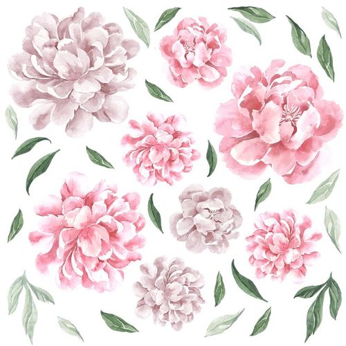 Pastelowe zidne naljepnice božuri roze slika 4