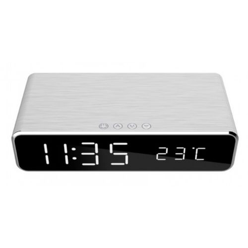 DAC-WPC-01-S Gembird Digitalni sat + alarm sa bezicnim punjenjem telefona, Silver slika 3