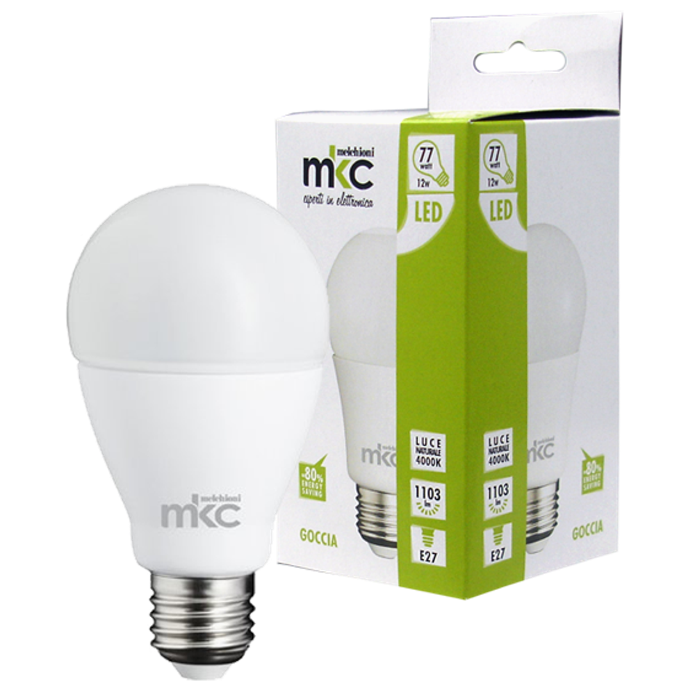 MKC Sijalica,LED 12W, E27, 220V AC,prirodno bijela svjetlost - LED GOCCIA A60 E27/12W-N Box slika 1