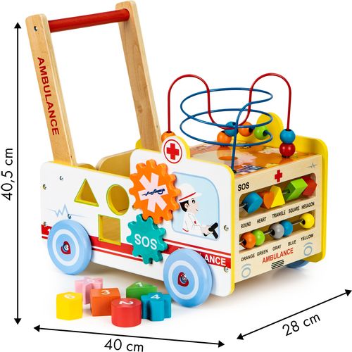 EcoToys multifunkcionalna drvena guralica ambulanta slika 7