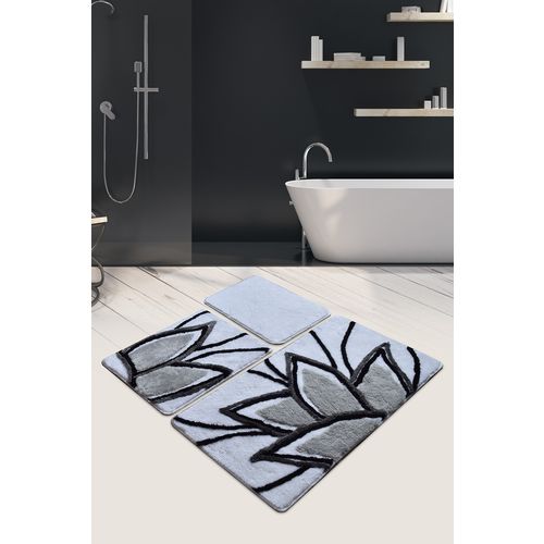 Lotus - Grey Multicolor Acrylic Bathmat Set (3 Pieces) slika 1