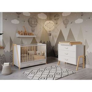 Lettino Krevetac sa ladicama Luna 2U1, White/Nature